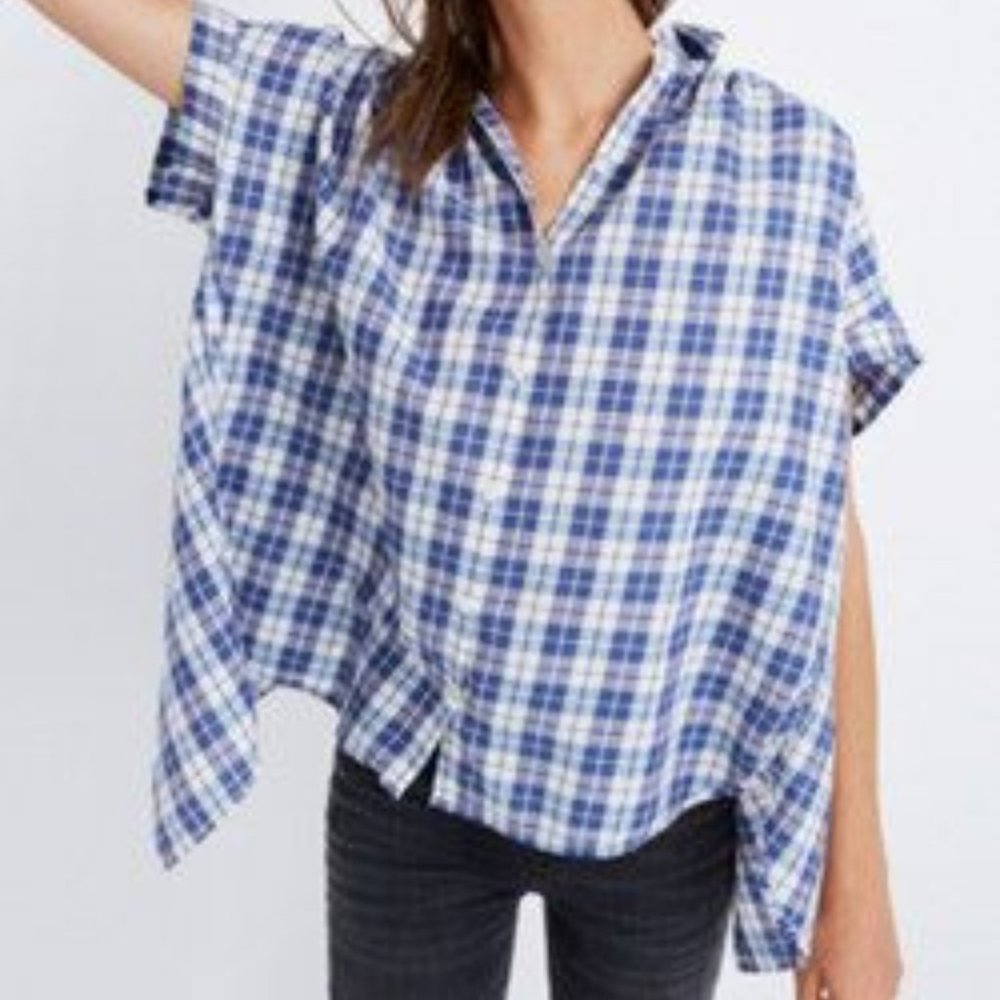 Madewell Split Back Button Front Plaid Top - image 8